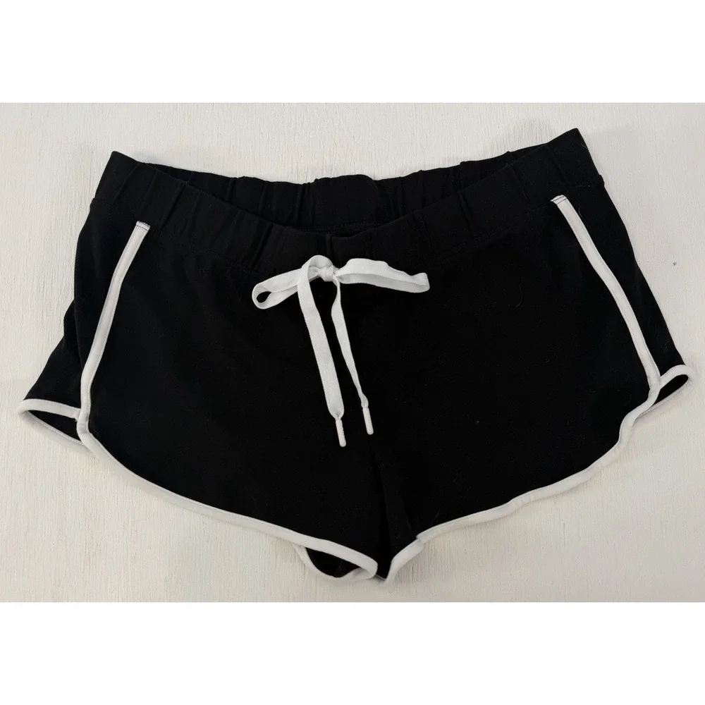 NEW victoria's secret PINK Black Campus Micro Mini Short Black Cotton Modal M